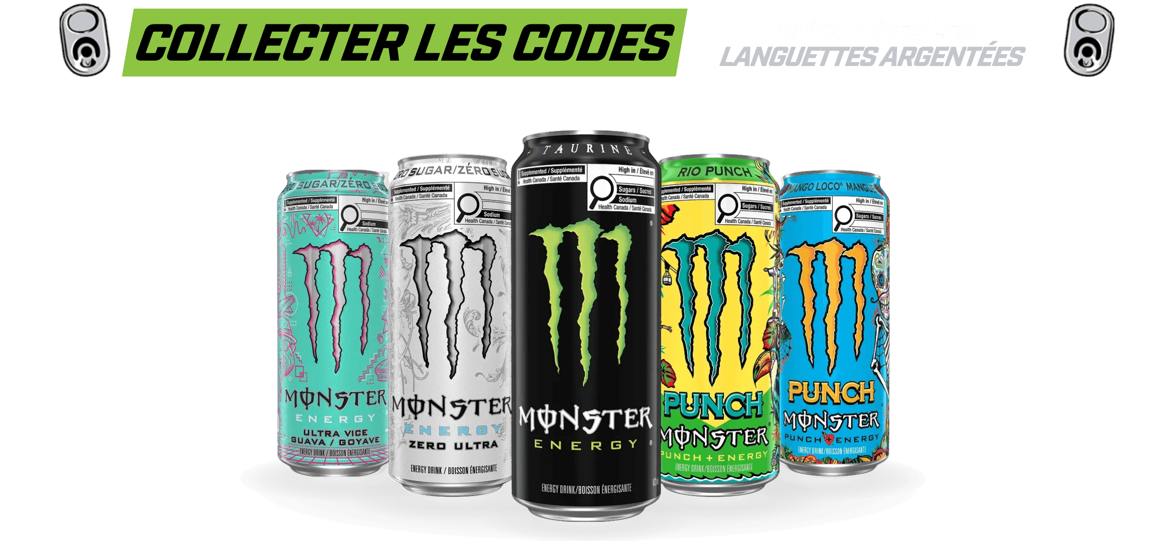 Promotion Monster Energy - Collectez des codes sous les onglets d'argent